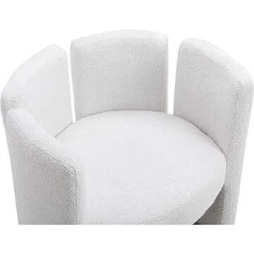 Kmax Faux Fur Accent Chair Mid-Century Modern Barrel Chair for Living Room Bedroom Club, White