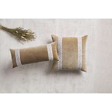 Mud Pie Brown Leopard Trim Pillow, 24" x 10", Lumbar