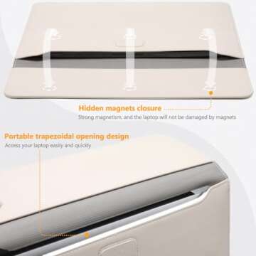 HYZUO 13.3-14 Inch Laptop Sleeve Case with Stand Feature for MacBook Pro 14 M4/M3/M2/M1 Pro/Max 2024-2021, MacBook Pro/Air 13.3, 13.5-13.8 Surface Laptop, HP Specter X360 13/14, Beige