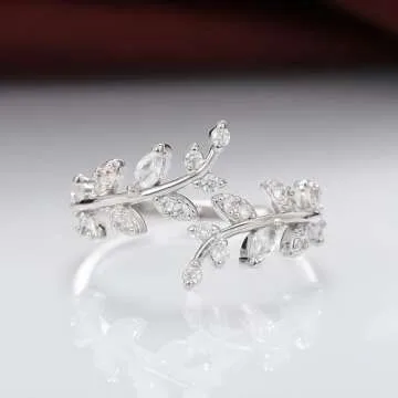 Elegant HNMZZPL Adjustable Sterling Silver Ring for Women