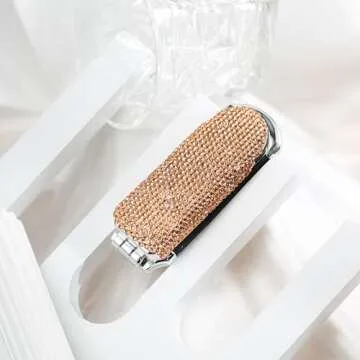 AsAlways Shiny Rhinestone Crystal Travel Hair Brush with Mirror Bling Diamonds Folding Hair Massage Comb Compact Portable Small Mini Hair Brush for Purse Wet & Dry Detangling(Gold)