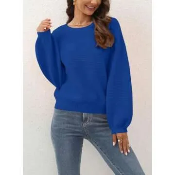 ARTFREE Cozy Ribbed Knit Crewneck Sweater for Women