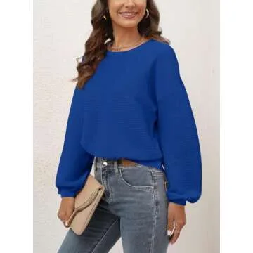 ARTFREE Cozy Ribbed Knit Crewneck Sweater for Women