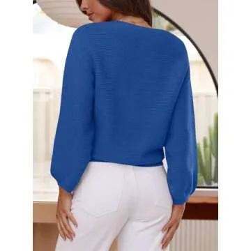 ARTFREE Cozy Ribbed Knit Crewneck Sweater for Women