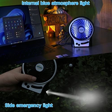 Portable Rechargeable Mini Desk Fan with LED Light