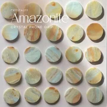 Grips by CRYSTALFY Amazonite Natural Edge Crystal Phone Grip Holder & Expanding Kickstand - Natural Gemstone Swappable Top Accessory for iPhone, iPad, Kindle & Mobile Devices
