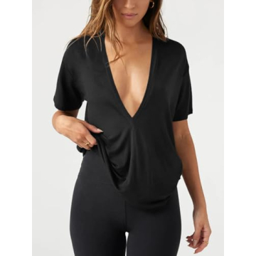 Tankaneo Women's Sexy Deep V Neck T-Shirt for Authentic Style