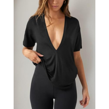 Tankaneo Women's Sexy Deep V Neck T-Shirt for Authentic Style