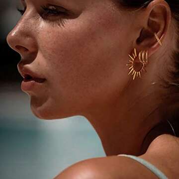 MYEARS Women Ear Cuff Earring Gold Non Pierced Ear Cartilage Twisted Sleeper Clip on Wrap Hoop 14K G...