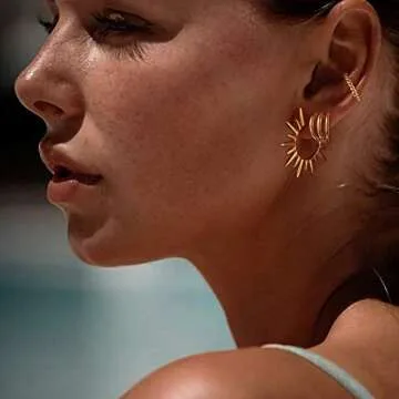 MYEARS Women Ear Cuff Earring Gold Non Pierced Ear Cartilage Twisted Sleeper Clip on Wrap Hoop 14K G...