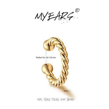 MYEARS Women Ear Cuff Earring Gold Non Pierced Ear Cartilage Twisted Sleeper Clip on Wrap Hoop 14K Gold Filled Tiny Boho Beach Simple Minimalist Delicate Handmade Hypoallergenic Jewelry Gift
