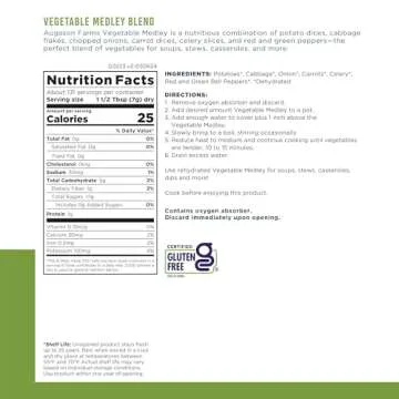 Augason Farms Vegetable Medley, Emergency Food Supply, 131 Servings