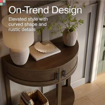 Farmhouse Half Moon Console Table - Chic Entryway Solution