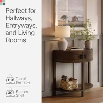 Farmhouse Half Moon Console Table - Chic Entryway Solution