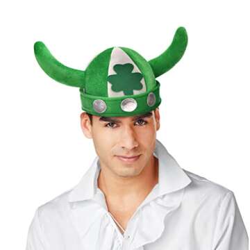Yilistore St. Patrick's Day Hat Green Shamrock Viking Hat for Men Women's Party Costume Accessory