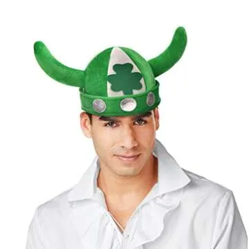 Yilistore St. Patrick's Day Hat Green Shamrock Viking Hat for Men Women's Party Costume Accessory