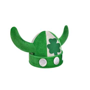 Yilistore St. Patrick's Day Hat Green Shamrock Viking Hat for Men Women's Party Costume Accessory