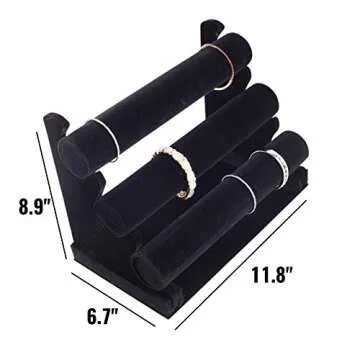 Plixio Velvet Bracelet Holder with Three Tier Rack- Bracelet Stand for Jewelry Organization and Display