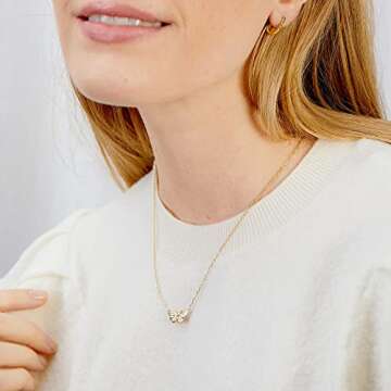 gorjana Women's Butterfly Charm Necklace, 18K Gold Plated, Adjustable chain length