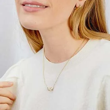gorjana Women's Butterfly Charm Necklace, 18K Gold Plated, Adjustable chain length