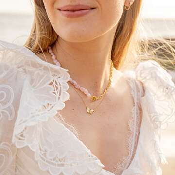 gorjana Women's Butterfly Charm Necklace, 18K Gold Plated, Adjustable chain length