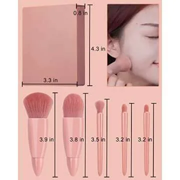 Golbylicc Compact Travel Makeup Brush Set with Mirror