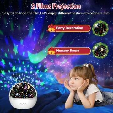 Star Projector Night Light for Kids with Snowflake Theme