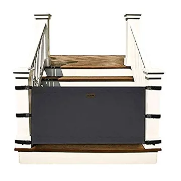 The Stair Barrier Banister to Banister No Drill Baby Gate for Stairs - Fabric Excellence Easy Setup ...