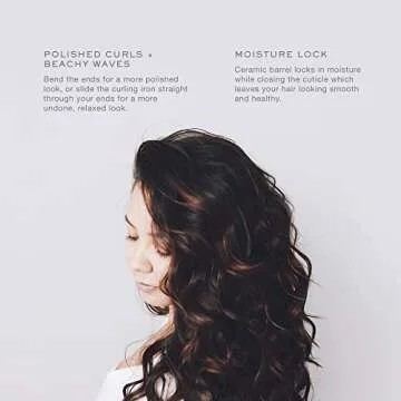 Kristin Ess Hair 1.25 -Inch Ceramic Curling Iron for Beach Waves + Curls for Medium and Long Hair, S...