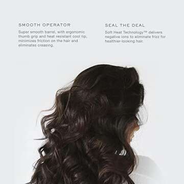 Kristin Ess Hair 1.25 -Inch Ceramic Curling Iron for Beach Waves + Curls for Medium and Long Hair, Soft Heat Technology for Smoothing + Frizz Control, Dual Voltage, Auto Shut-Off