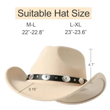 Lanzom Wide Brim Cowboy Hats for Men and Women