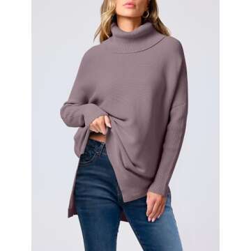 Oversized Turtleneck Batwing Sweater for Fashionable Fall