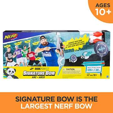 Dude Perfect Signature Bow Nerf Sports Biggest Nerf Bow with 2 Nerf Whistling Arrows For Kids, Teens...