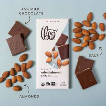 Theo Salted Almond Organic Milk Chocolate Bar 45% Cacao