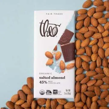 Theo Salted Almond Organic Milk Chocolate Bar 45% Cacao