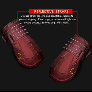 QUMY Dog Shoes for Large Dogs, Medium Dog Boots & Paw Protectors for Winter Snowy Day, Summer Hot Pavement, Waterproof in Rainy Weather, Outdoor Walking, Indoor Hardfloors Anti Slip Sole Pink 6