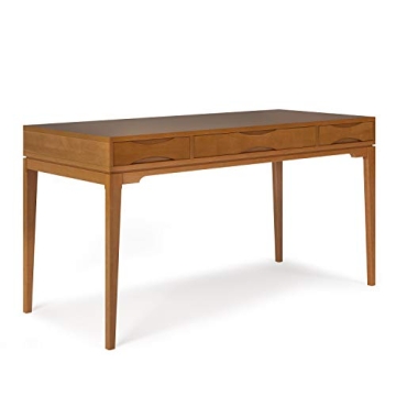 SIMPLIHOME Harper Solid Wood Mid Century Modern 60 inch Desk in Teak Brown with 2 Drawers