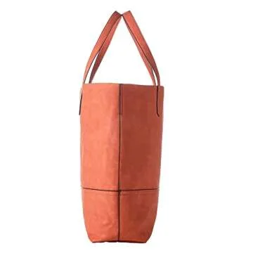 Chic Oversized Orange Faux Suede Tote Bag for Women