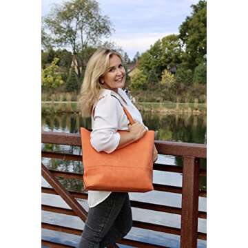 Oversized suede Taylor Tote in Orange