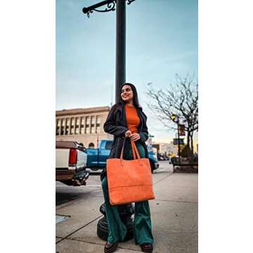 Oversized suede Taylor Tote in Orange