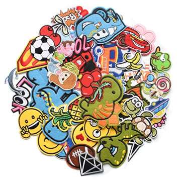 Harsgs 60pcs Random Assorted Styles Embroidered Patches, Bright Vivid Colors, Sew On/Iron On Patch A...
