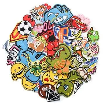 Harsgs 60pcs Random Assorted Styles Embroidered Patches, Bright Vivid Colors, Sew On/Iron On Patch A...