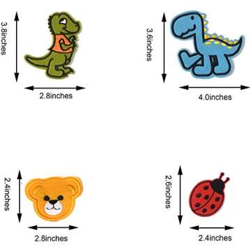 Harsgs 60pcs Random Assorted Styles Embroidered Patches, Bright Vivid Colors, Sew On/Iron On Patch Applique for Clothes, Dress, Hat, Jeans, DIY Accessories