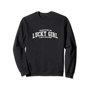 Lucky Girl Varsity Sweatshirt - Cozy Trendy Loungewear