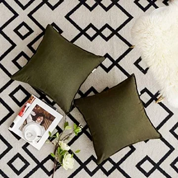 Jeanerlor Olive Green 18x18" Pillow Case Set - 2 Packs