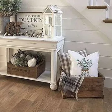 GEEORY Farmhouse Pillow Covers Set of 4 Eucalyptus Wreath