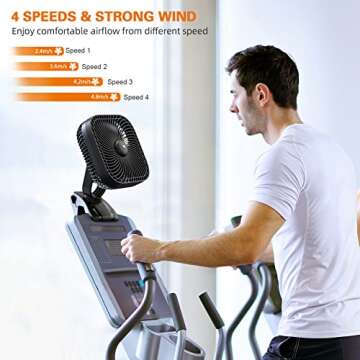 Rechargeable Portable Fan with Light, 8-inch Battery Operated Clip on Fan, 20000mAh 78 Hours Work Ti...