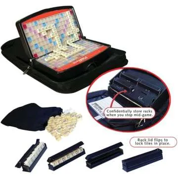 Winning Moves Games Scrabble to Go USA, a Travel Version of The World's Favorite Word Game, for 2 to 4 Players, Ages 8+ (1202), Black,red