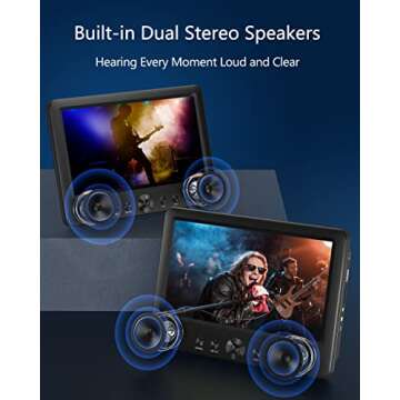 WONNIE 10.5" Two Car DVD Players Portable Dual Screen Headrest Video Player, Play a Same or Two Different Movies with 5-Hour Rechargeable Battery,2 AC Adapters,2 Mounting Brackets,Support USB/SD Card