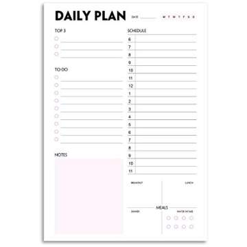 Daily Planner Notepad - A5 Calendar, Scheduler, Organizer with Priority, To Do List, Appointments, Notes, Meals and Water Intake Tracker, 50 Undated Tear-Off Sheets Planning Pad, 5.8"x8.25"